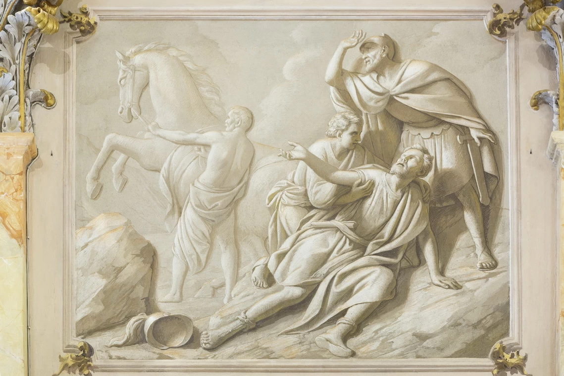 Conversione di Saulo - 1879 ca., affresco, chiesa di San Zenone, Passirano (BS)